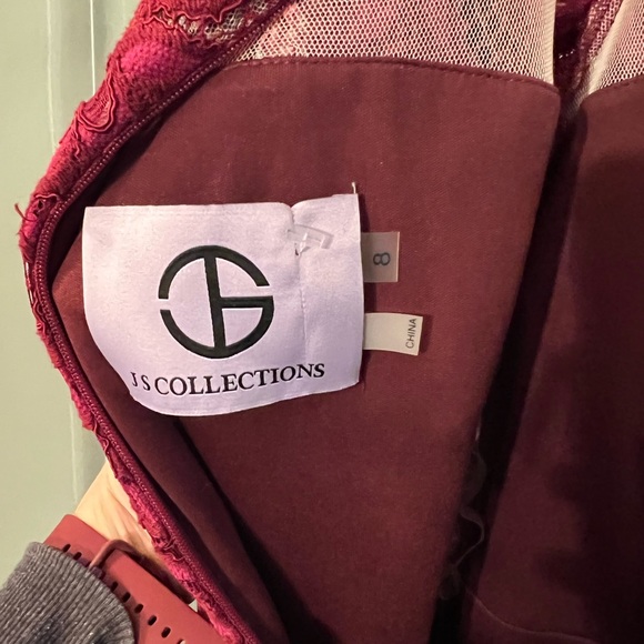 Beautiful!! JS collection Embroidered Lace Blouson Cocktail Dress - Berry - Picture 5 of 10